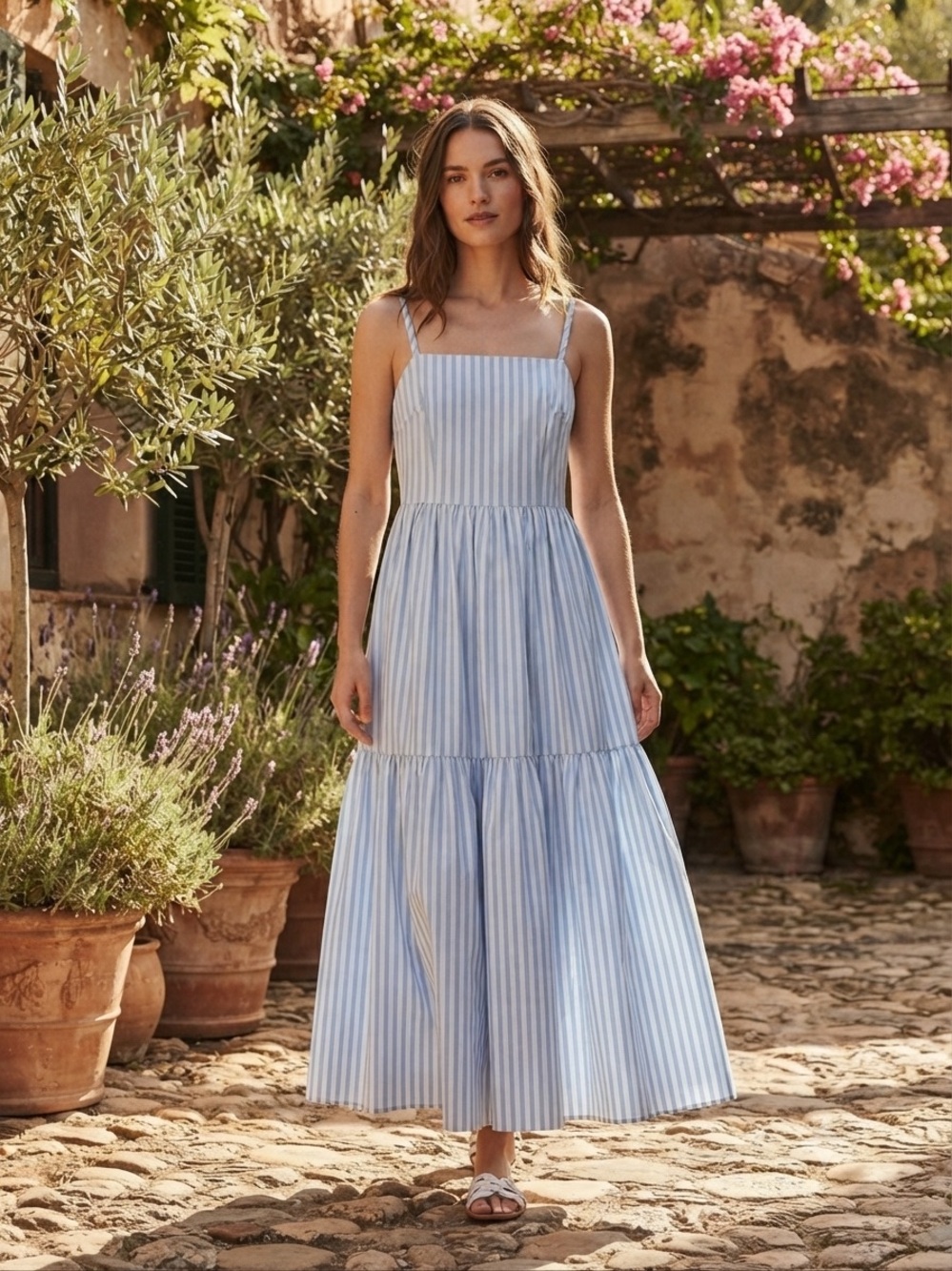 Rag & Bone Leilah Striped Poplin Tiered Maxi Dress - Picture 5 of 9